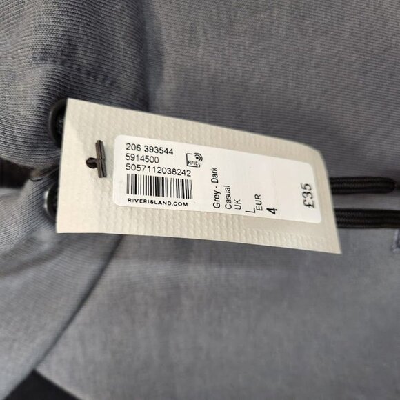 NWT RIVER ISLAND Mens River Island Grey RVR colour block muscle fit hoodie Large - Picture 9 of 11